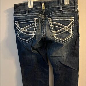 Dark Blue Denim Jeans with White Stitching